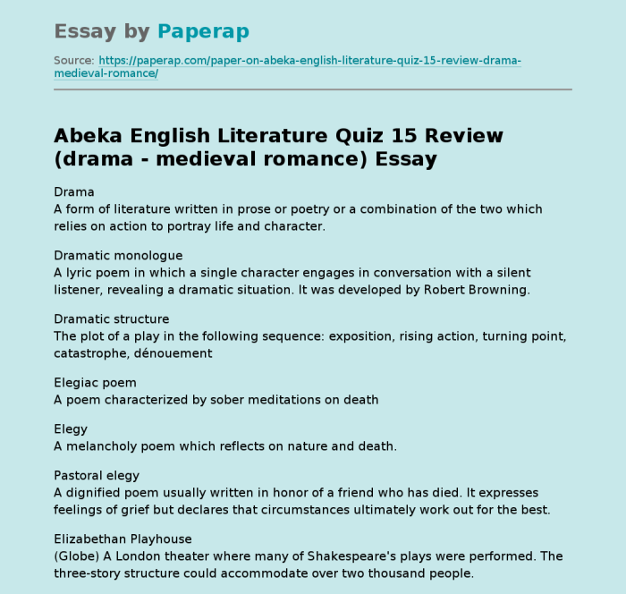 Abeka english 11 review quiz 3