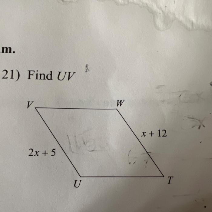 Find the measurement indicated in each parallelogram answer key